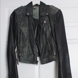 Topshop Contrast Sleeve Moto Leather Jacket XS/S